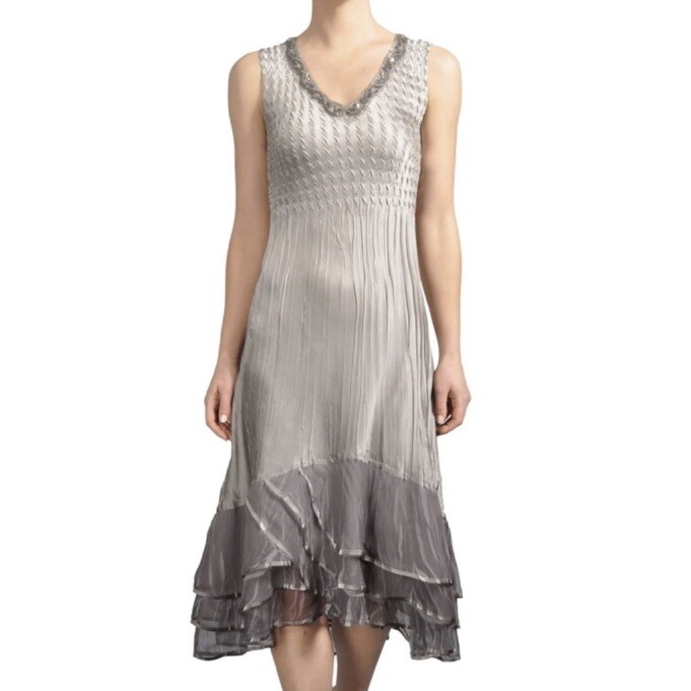 Komarov Crinkled Tiered Ombre Maxi Dress large 90% OFF